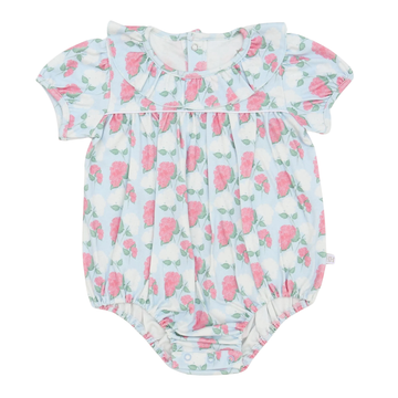 Girls Pink Hydrangea Cotton Bubble with Ruffle