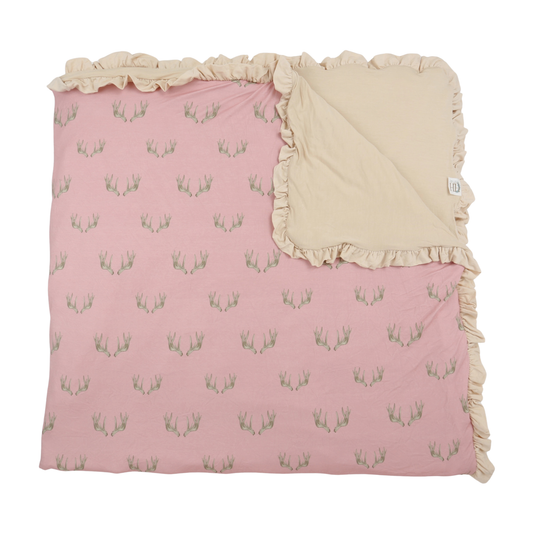 Pink Antler Large Blanket