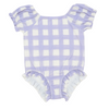 Girls Purple Check One Piece Swim