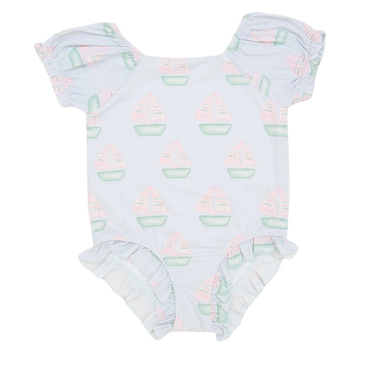 Girls Sailboat One Piece Swim
