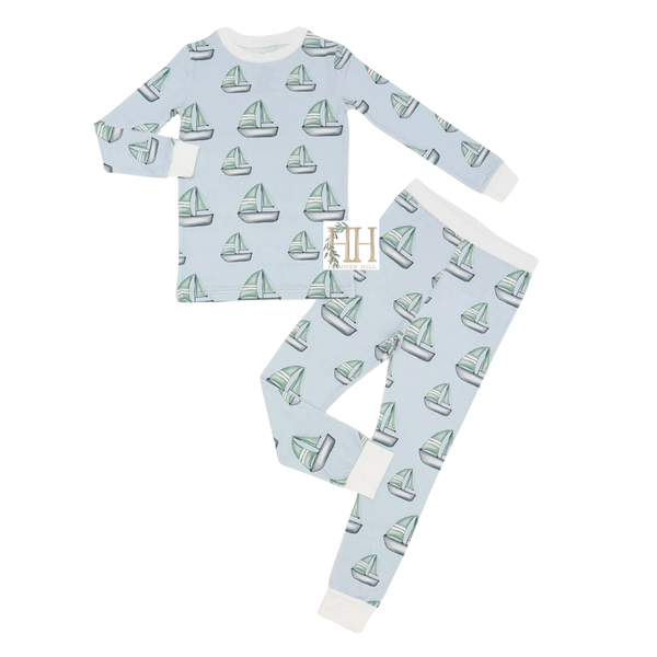 (PRE ORDER : SHIPS 5/1) - Boys Sailboat Loungewear Set
