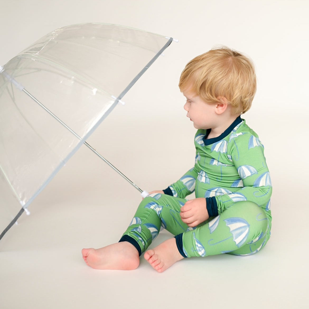 Boys Green Umbrella Loungewear Set