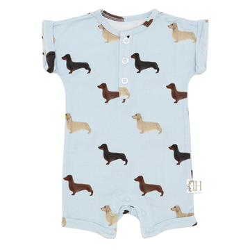 Boys Dachshund Bamboo Button Romper