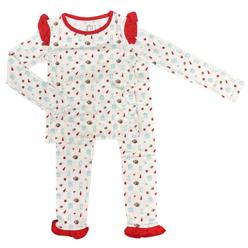 Girls Ruffle Blue Miss Pom Loungewear Set