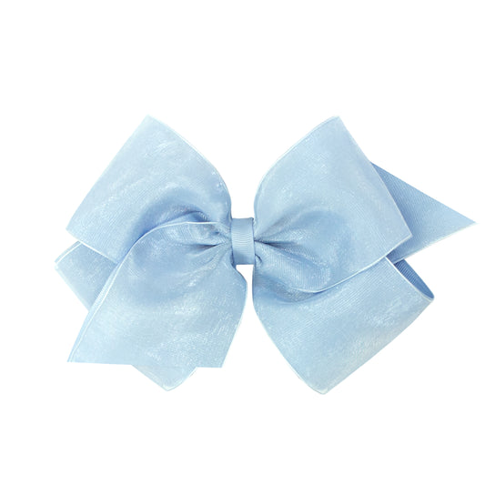 Medium Organza and Grosgrain Overlay Hair Bow - blue
