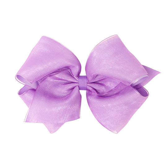 King Organza and Grosgrain Overlay Hair Bow - Lavender