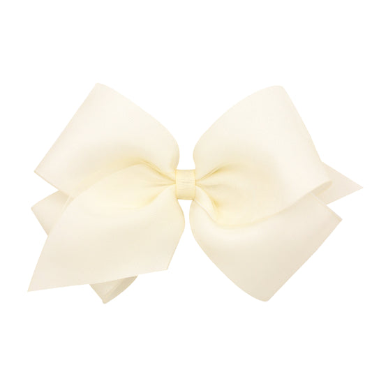 Medium Organza and Grosgrain Overlay Hair Bow - Off White