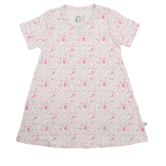Girls Pink Wild West Bamboo Dress