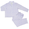 Womens Purple Check Long Sleeve Button Down Loungewear Set