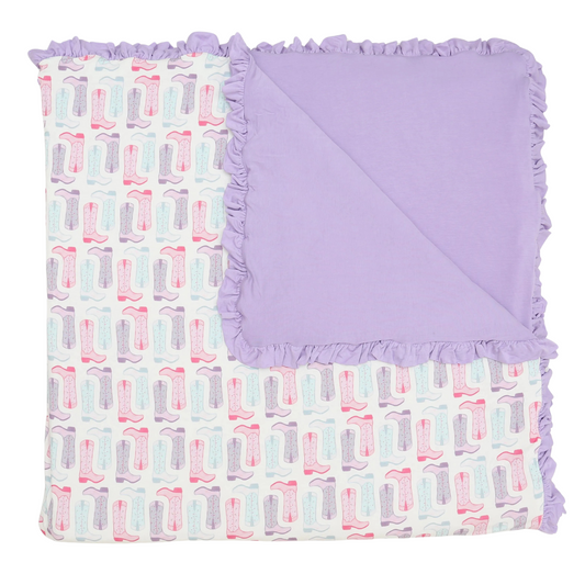 Girls Petals & Spurs Large Blanket with Ruffle