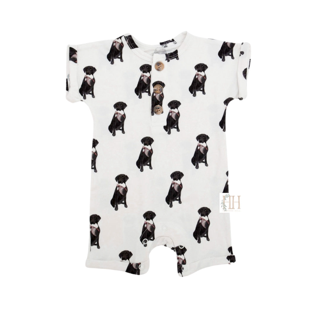 Duck Dog Button Romper