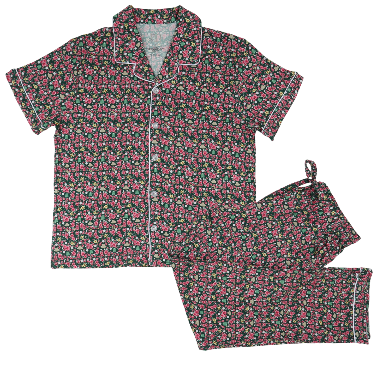 Womens Azalea Button Down Short Sleeve Bamboo Loungewear Set