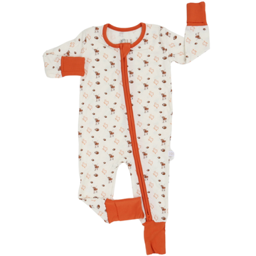Boys Orange Wild West Zipper Romper