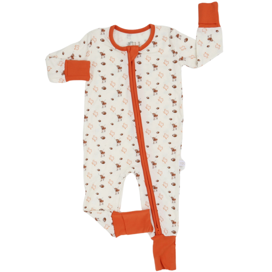 Boys Orange Wild West Zipper Romper