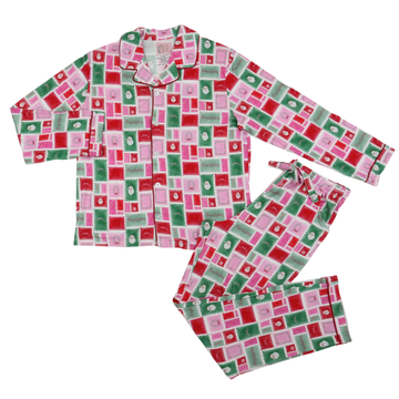 Womens Letter to Santa Long Sleeve Button Down Bamboo Loungewear Set