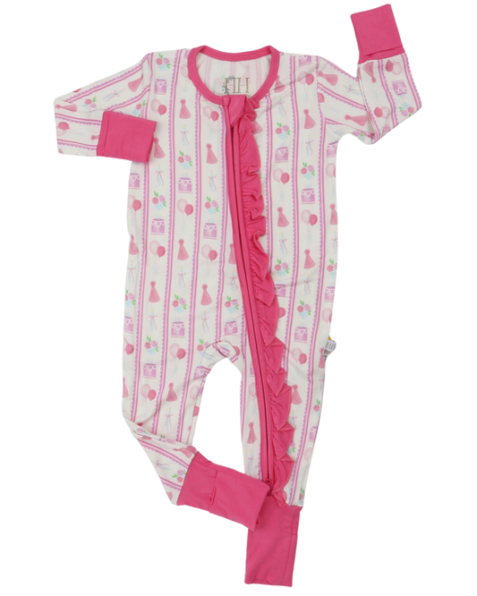Girls HH 3rd Birthday Ruffle Zipper Romper
