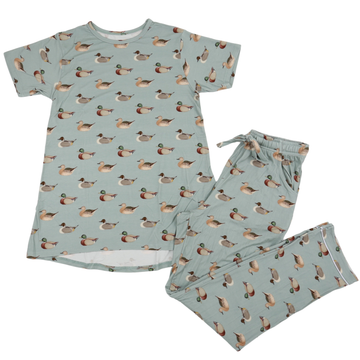 Womens Vintage Duck Scoop Neck Loungewear Pant Set