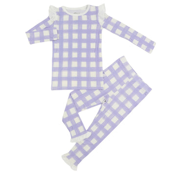 Girls Purple Check Loungewear Set