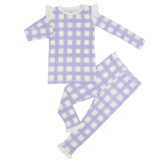 Girls Purple Check Loungewear Set