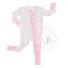 Girls Pink Dainty Bunny Double Zipper Romper