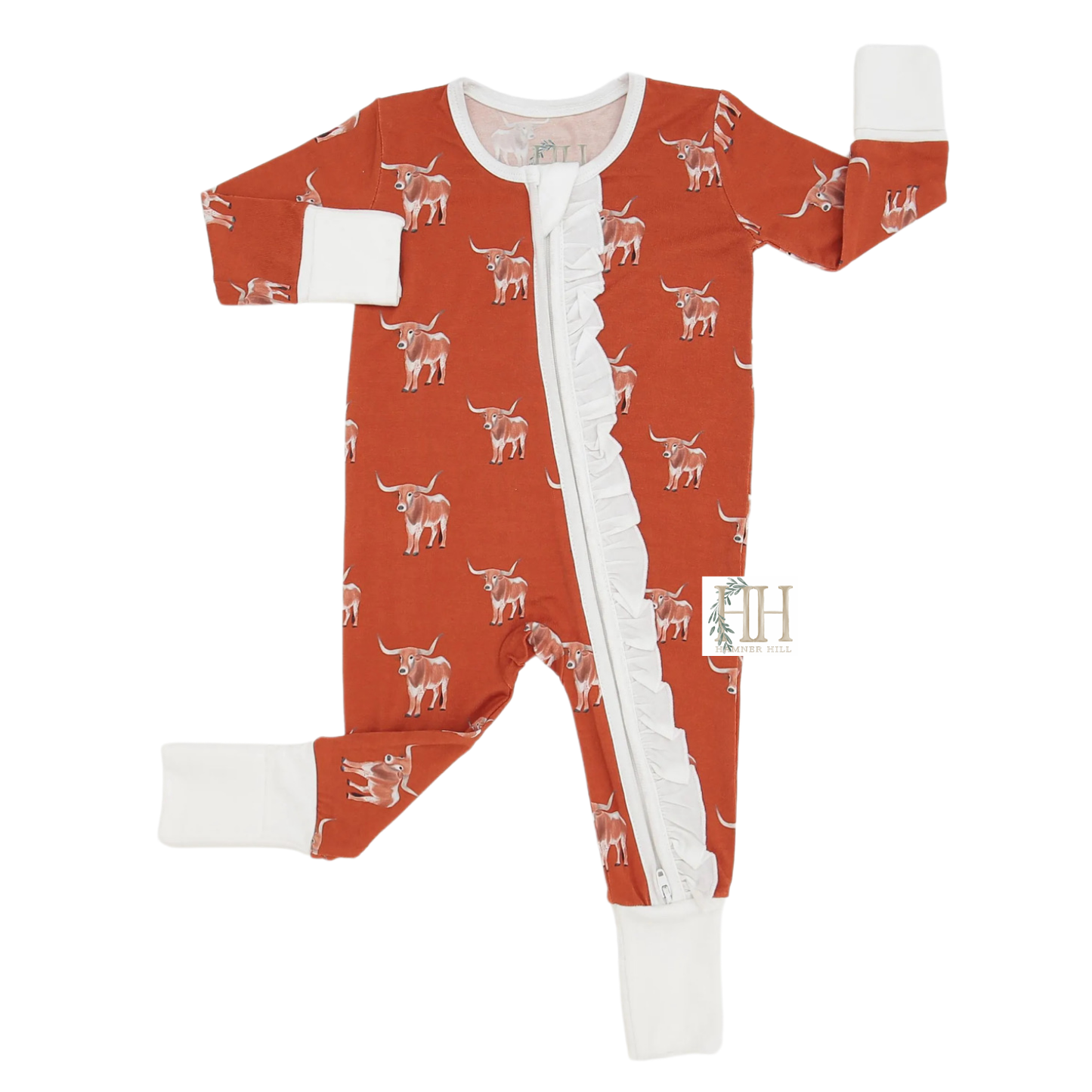 Girls Ruffle Longhorn Zipper Romper