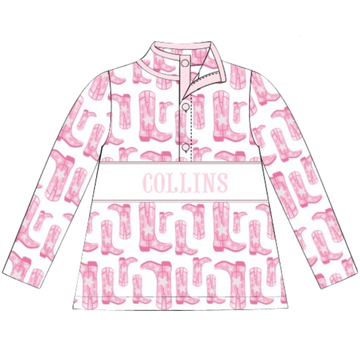 (PRE PURCHASE: ARRIVING LATE OCTOBER) Girls Smocked Plate Rodeo Cowgirl Pullover