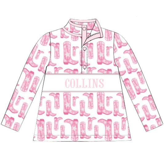 (PRE PURCHASE: ARRIVING LATE OCTOBER) Girls Smocked Plate Rodeo Cowgirl Pullover