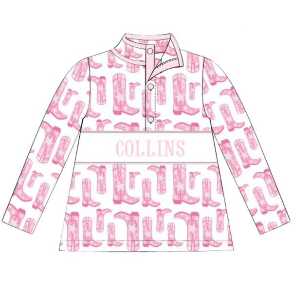 (PRE PURCHASE: ARRIVING LATE OCTOBER) Girls Smocked Plate Rodeo Cowgirl Pullover