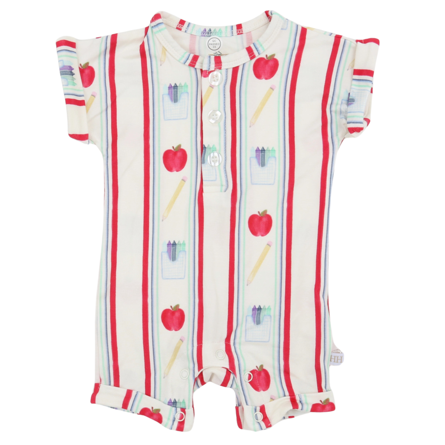 Boys Back to School Button Romper