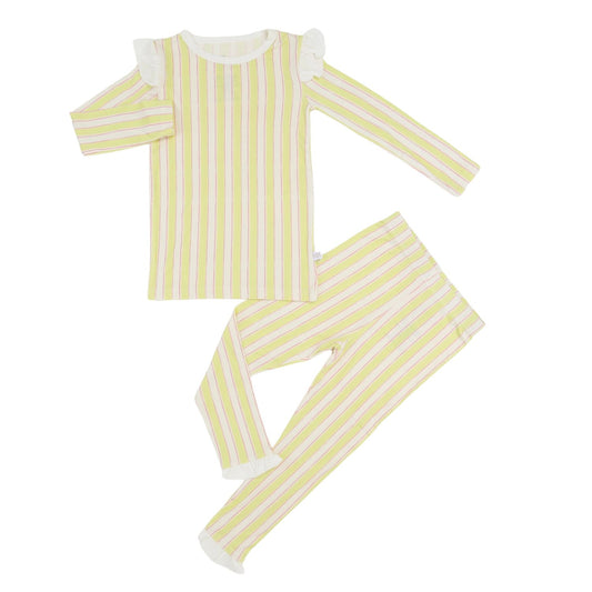 Girls Yellow Stripe Loungewear Set