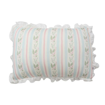 Blue Floral Stripe Ruffle Throw Pillow & Pillowcase