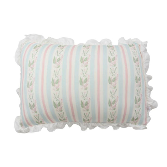 Blue Floral Stripe Ruffle Throw Pillow & Pillowcase