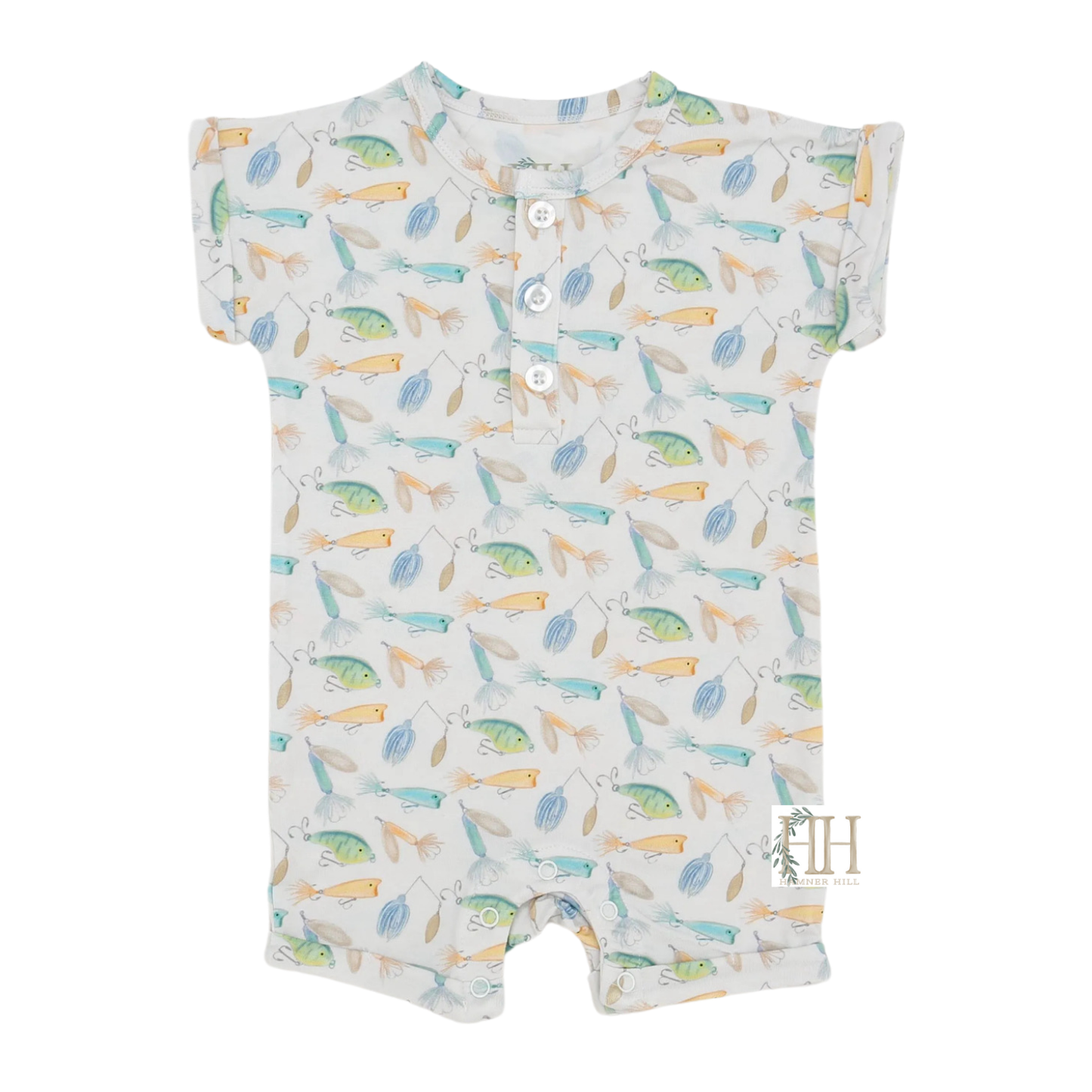 Boys Crank Bait Button Romper