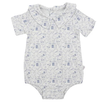 Boys Blue Wild West Collared Bamboo Bubble