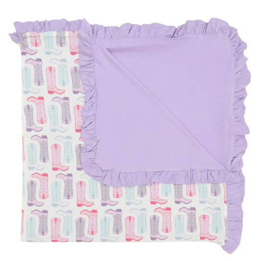 Girls Petals & Spurs Stroller Blanket with Ruffle