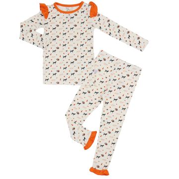 Girls Ruffle Coonhound Pom Loungewear Set