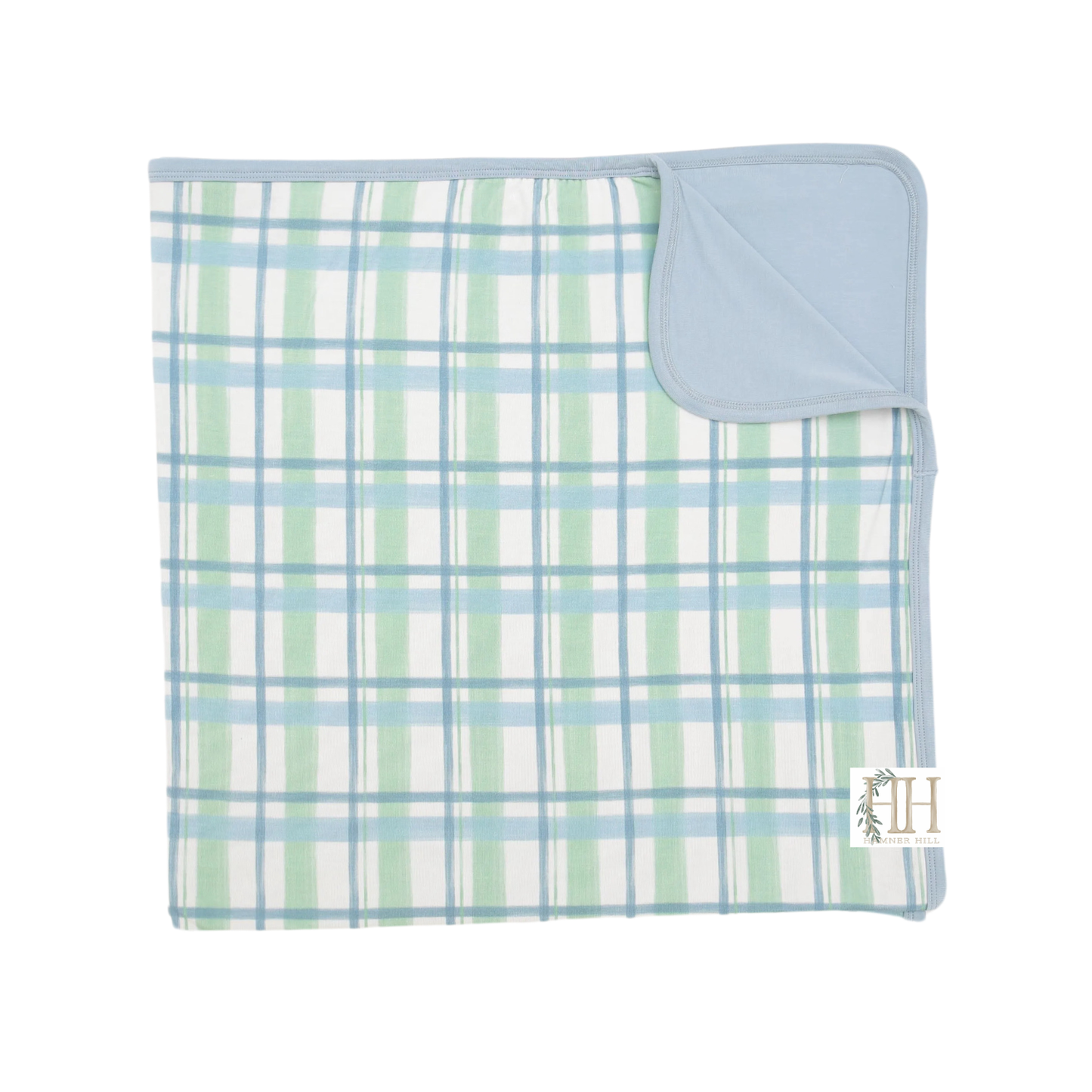 Blue and Green Check Stroller Blanket - Minimum 2