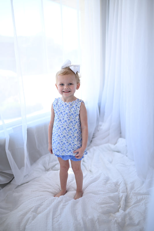 Girls Purple Poppy Scallop Diaper Set