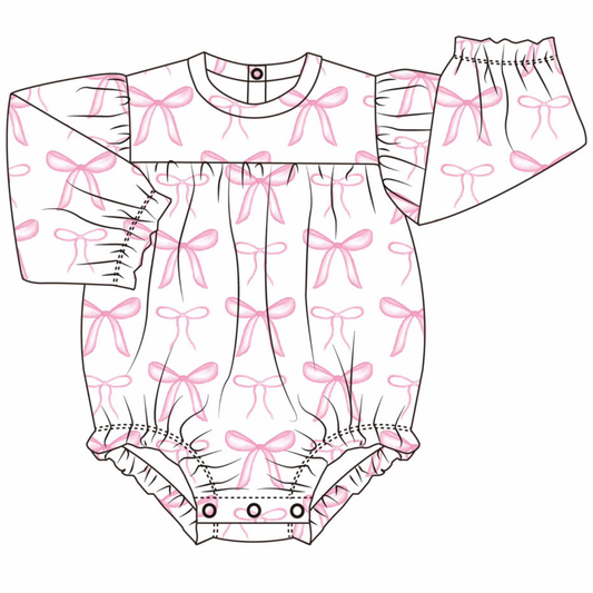 (PRE ORDER: EARLY NOVEMBER) Girls Bigger the Bow Long Sleeve Bamboo Bubble