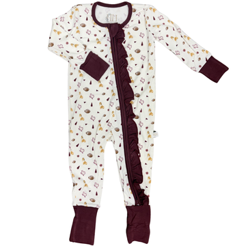Girls Ruffle Collie Pom Zipper Romper