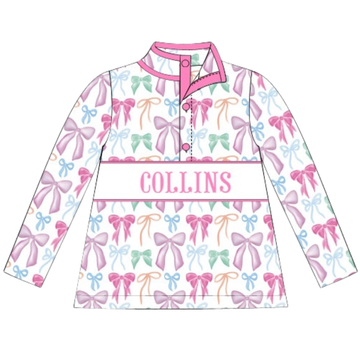 (PRE PURCHASE: ARRIVING LATE OCTOBER) Girls Smocked Plate Put a Bow on It Pullover