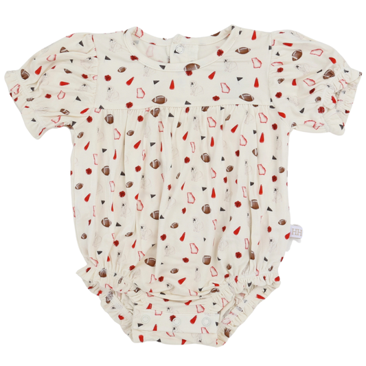 Girls Red Bulldog Pom Bamboo Bubble
