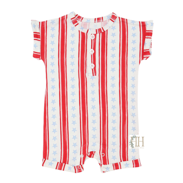 Boys Stars and Stripes Button Romper