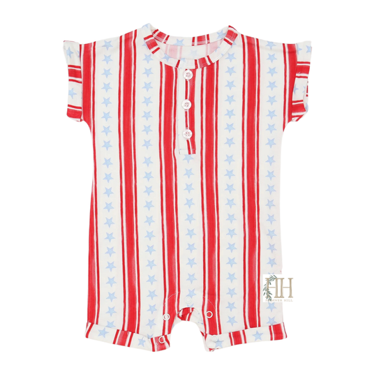 Boys Stars and Stripes Button Romper