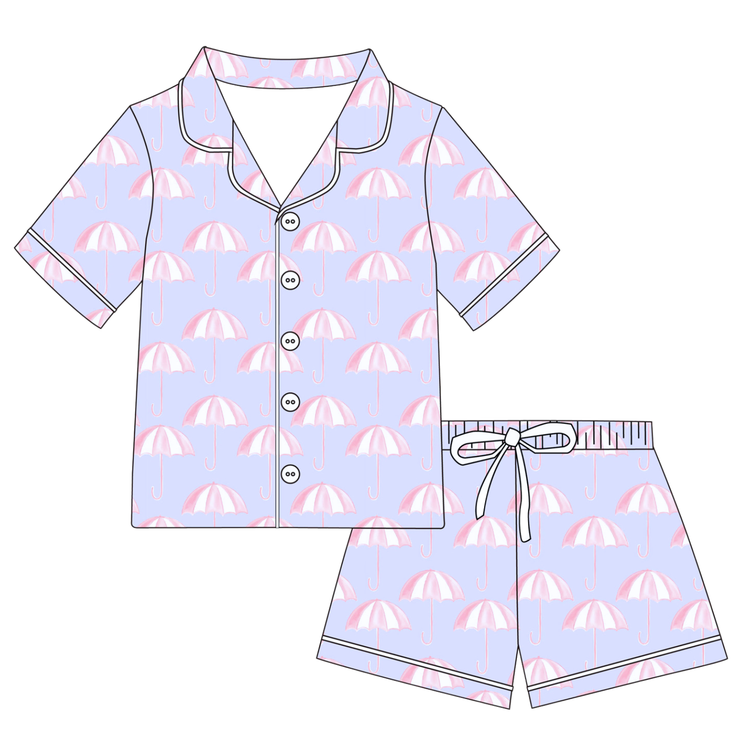 (PRE ORDER : SHIPS 5/1) - Womens Umbrella Button Down Shorts Set