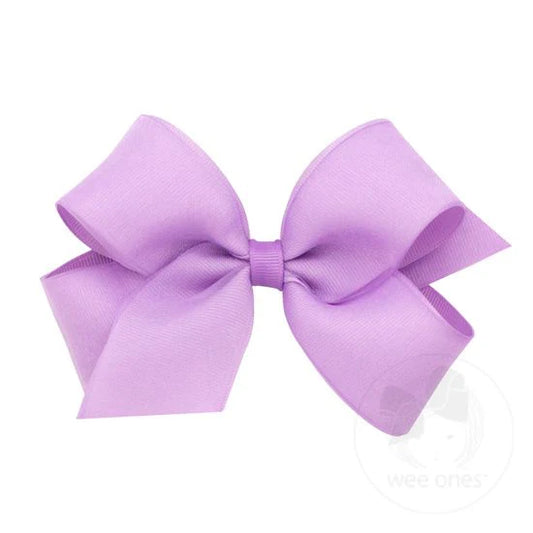 Medium Organza and Grosgrain Overlay Hair Bow - Lavender