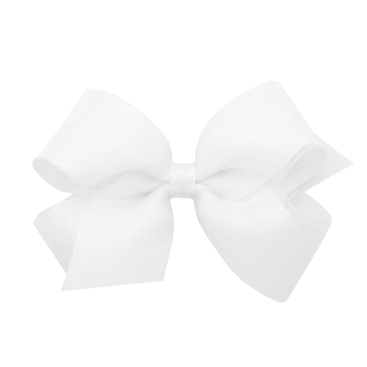 Medium Organza and Grosgrain Overlay Hair Bow - White