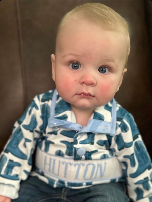 (PRE PURCHASE: ARRIVING LATE OCTOBER) Boys Smocked Plate Rodeo Cowboy Pullover