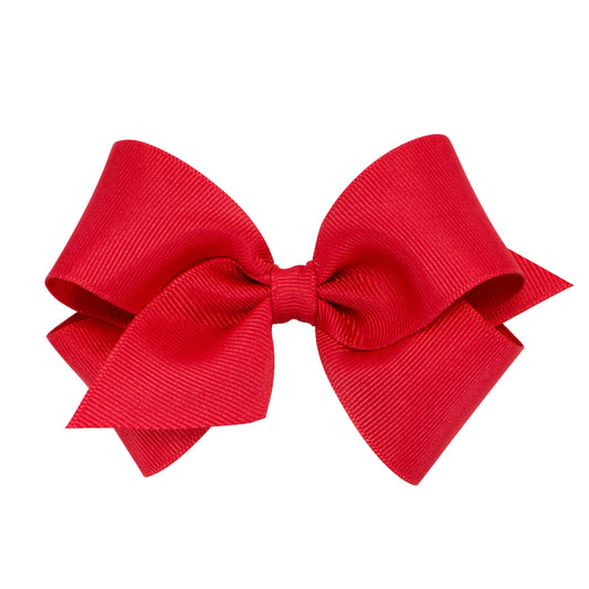 Small Classic Grosgrain Hair Bow (Plain Wrap) - Red