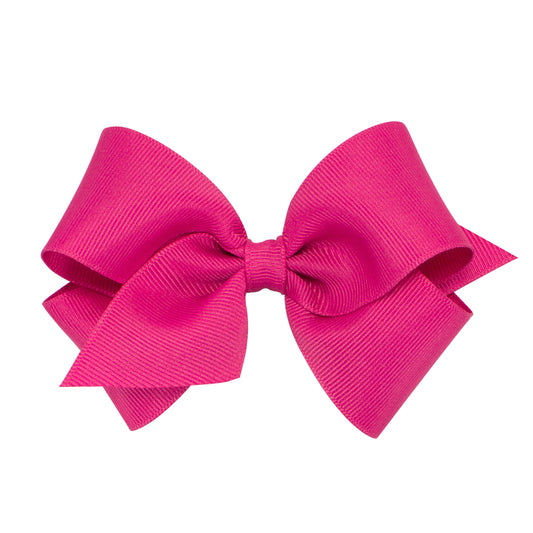 Small Classic Grosgrain Hair Bow (Plain Wrap) - Shocking Pink